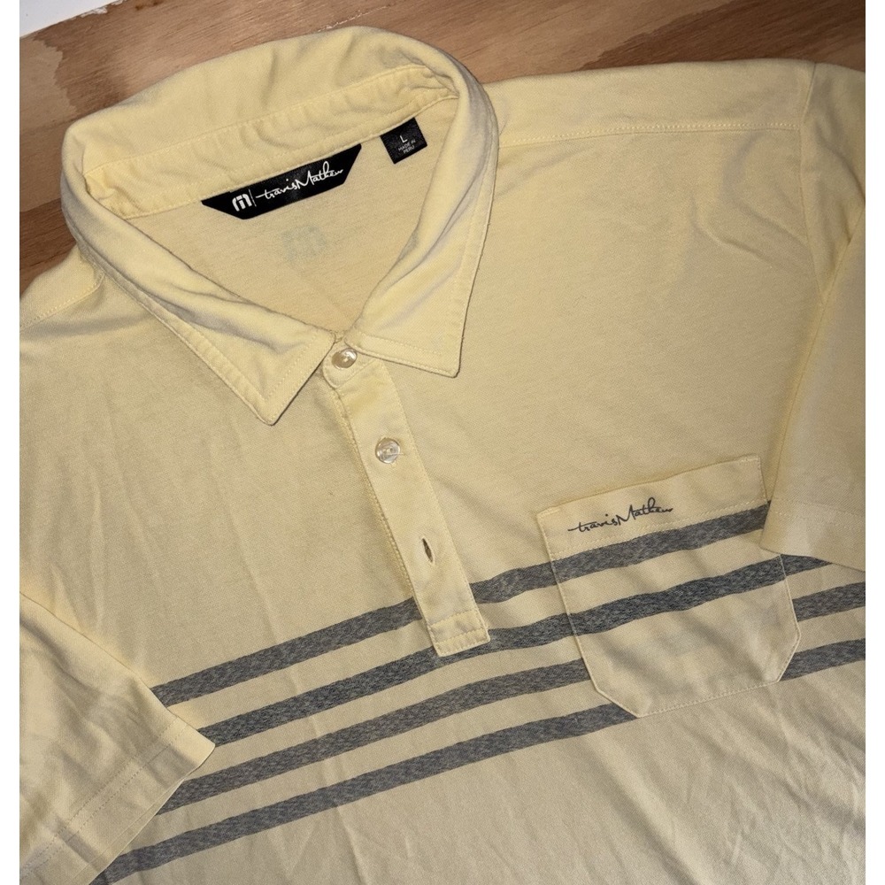 Travis Mathew Performance Golf Polo Large Yellow Cotten Blend